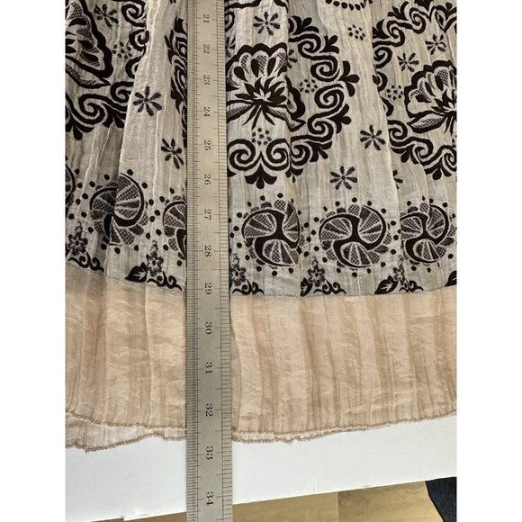 Lapis Floral Print Strapless Smocked‎ Tiered Dress / Peasant Maxi Skirt OS Taupe - Picture 8 of 10